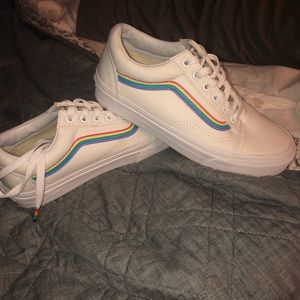VANS - rainbow stripe! Size 7 WORN ONCE